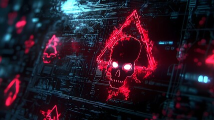 Poster - Cybersecurity threats digital realm graphic design futuristic environment close-up view dark concept