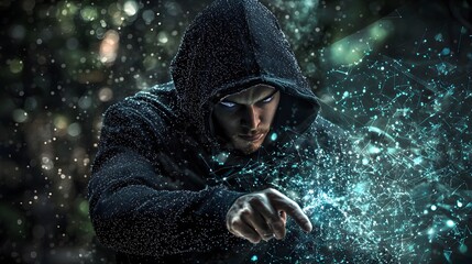 Aufkleber - Harnessing technology futuristic energy manipulation forest digital art enigmatic atmosphere close-up perspective innovation