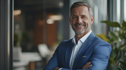 Poster - A man in a blue suit is smiling and posing for a picture
