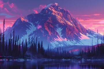 Wall Mural - colorful forest landscape vector.