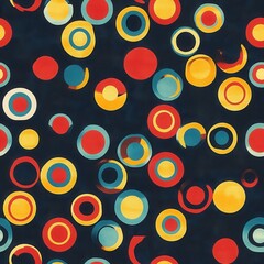 Aufkleber - A vibrant pattern of colorful concentric circles against a dark background creating an eye-catching design