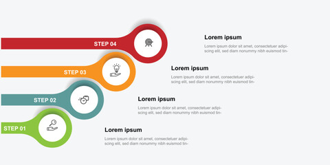 Aufkleber - Design template Infographic vector with 4 step process suitable for business information and web presentation