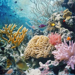 Poster - Explore the vibrant diversity of coral species thriving in a beautiful underwater reef ecosystem