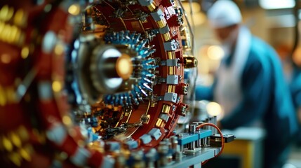 Poster - a detailed close-up of a particle collider model showcasing intricate components and engineering dur