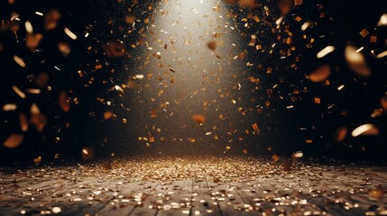Poster - A room with a lot of gold glitter on the floor