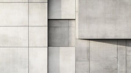 Leinwandbilder - Soft grey tones create a minimalist backdrop featuring geometric patterns and varying textures during daylight