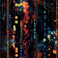 Leinwandbilder - Futuristic digital sequences create a vibrant pattern showcasing technology and innovation in a captivating display of colors and shapes