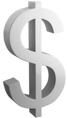 Poster - A large white dollar symbol in 3D rendering style, isolated on a plain white background. Concept of finance, wealth, currency, and money