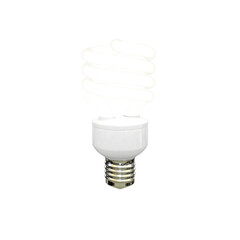 Poster - Isolated spiral compact fluorescent light bulb, clean and minimalistic design. 3D rendering against a white background. Concept of energy efficiency