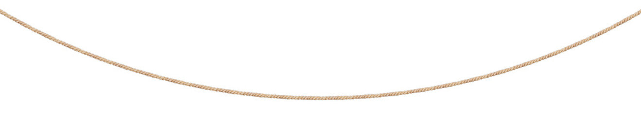 Fototapete - A single natural rope is shown, isolated on a white background, slightly curved downward. The image can serve as a template or design layout for various projects