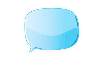 Poster - Blue speech bubble with smooth edges and light gradient, isolated on white background. Glossy appearance. Concept of communication, chat template