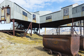 old coal mine factory, former cable center, longyearbyen, spitsbergen island, svalbard archipelago, 