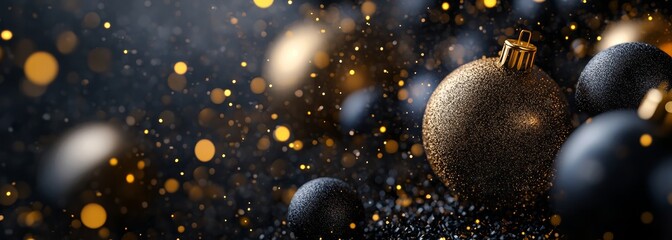 Wall Mural - luxury christmas background. premium black and gold colors