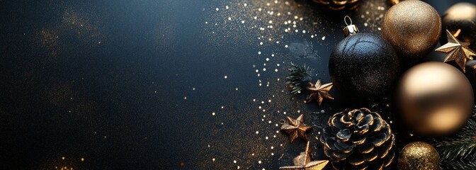 Wall Mural - luxury christmas background. premium black and gold colors