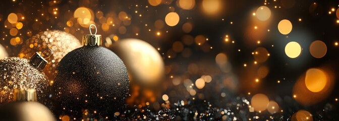 Wall Mural - luxury christmas background. premium black and gold colors