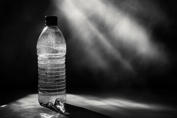 Wall Mural - Single Water Bottle with Dramatic Lighting and Smoke Effect