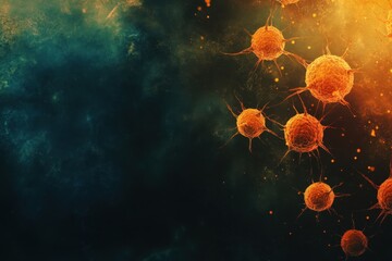 Poster - Vibrant illustration of bacteria in a dynamic, colorful environment showcasing microscopic life