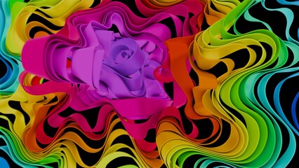 Poster - Vibrant Abstract Curved Ribbons in Rainbow Colors
