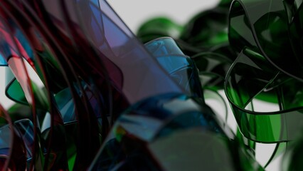Poster - Abstract Dark Green and Black Fluid Shapes with Subtle Highlights