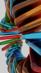 Poster - Abstract Colorful Glass Forms with Black Accent in Dynamic Composition