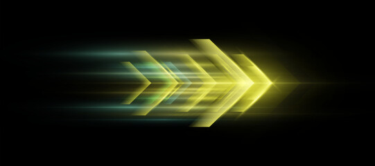 Leinwandbilder - Light effect of technological high-speed movement of the arrow of light speed bright glow on transparent background. Dynamic movement of the arrow of energy of light of high speed.