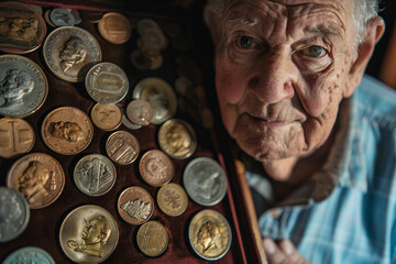 Wall Mural - Picture of old collection antique coins in historical design ai generative