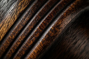 Wall Mural - Dark wood grain, textured, grooved surface.