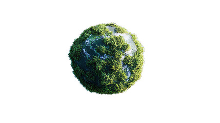 the green earth is covered with grass and moss.