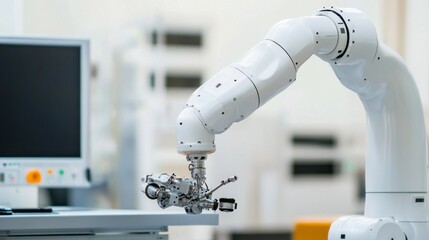Poster - A robot is in a lab with a computer monitor