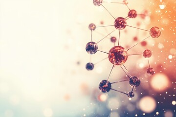 Poster - colorful depiction of molecular structure with glowing particles in abstract space