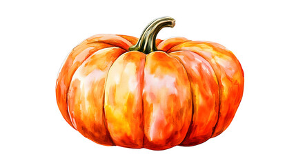Canvas Print - Halloween pumpkin isolated on white, orange autumn pumkin watercolour element , Halloween, pumpkin, isolated, white background