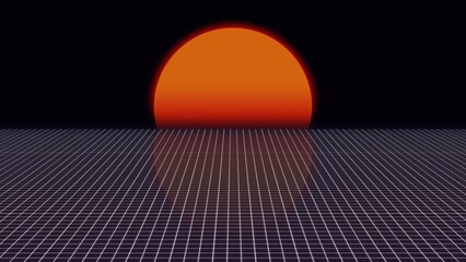 Poster - retro style with sun