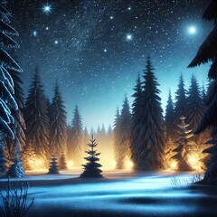 Wall Mural - christmas tree in the night