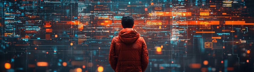 Poster - Exploring the ethical implications of technology in modern society a thought-provoking image of data overload urban environment digital art perspective on ethics