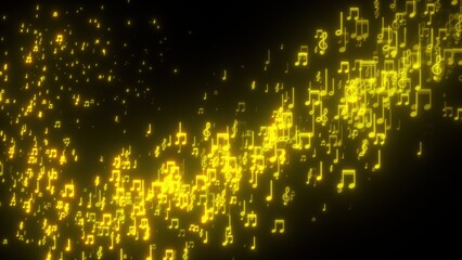 Poster - Golden musical notes