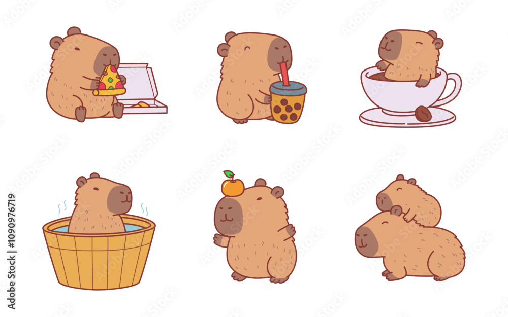 cute and adorable capybara illustration cartoon character Stock Vector ...