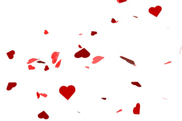 Fototapete - Heart shaped red confetti overlay on white background