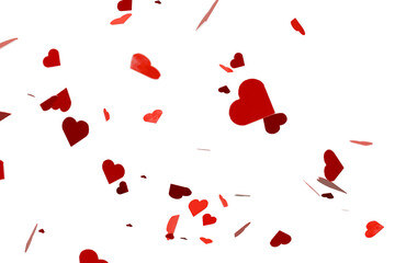 Fototapete - Heart shaped red confetti overlay on white background