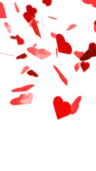Fototapete - Heart shaped red confetti overlay on white background