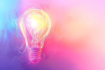 Wall Mural - A vibrant, artistic depiction of a light bulb glowing against a colorful, abstract background, symbolizing creativity and inspiration.