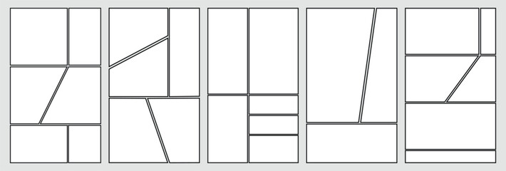 Set of templates for manga comic panels. Backgrounds for comics or manga. Comic or Manga background frames and panels, designed for use by mangaka or comic artists.