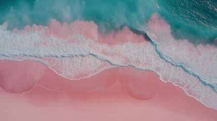 Poster - Waves of Pink Sand on a Remote Beach