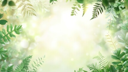 Poster - A serene, blurred background featuring lush green foliage and soft light.