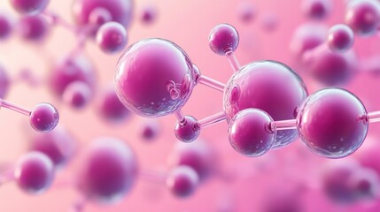 Aufkleber - Abstract representation of molecular structures in a pink hue, illustrating scientific concepts.