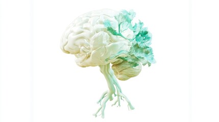 Aufkleber - A stylized brain with tree-like structures, symbolizing growth and interconnectedness.