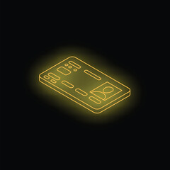 Poster - Yellow neon id card glowing on dark background