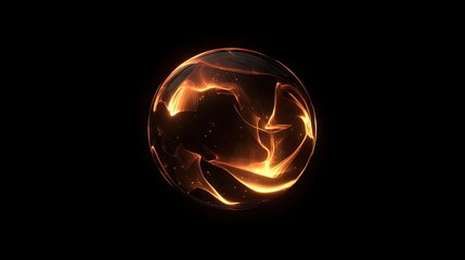 Poster - A glowing 3D sphere surrounded by energy waves on a sleek black background for a modern aesthetic.