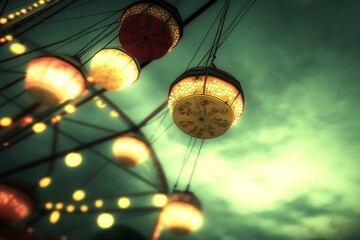 Poster - A dreamy view of illuminated lanterns against a moody sky, evoking a festive atmosphere.