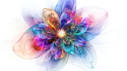 Poster - flower composed of interwoven light and energy, resembling a floral form but with an otherworldly twist.