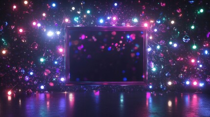 Poster - A vibrant, illuminated frame against a colorful, sparkling background.